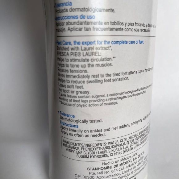STANHOME FRESCA PIE LAUREL TIRED FEET LOTION 930ml/31.4oz. LOCION LAUREL P/PIES - Picture 2 of 7